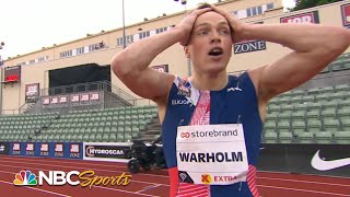 Karsten Warholm DEMOLISHES 300m hurdles world record in front of fake fans  NBC Sports [upl. by Chadbourne]