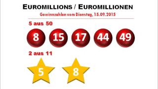 Euromillionen Gewinnzahlen Euromillions vom Dienstag 15092015 [upl. by Andriana]