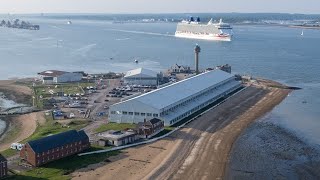 PampO Cruises departs Southampton past Calshot 10th May 2024 4k cruise ships [upl. by Orthman]