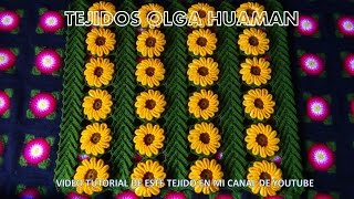 tejido en crochet CAMPO DE FLORES  video 1 hojas con flores como hacer la hoja [upl. by Aleibarg]