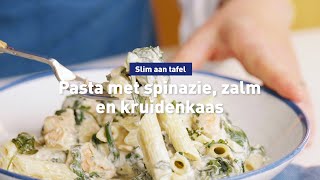 Snelle pasta met zalm spinazie en kruidenkaas [upl. by Nagad]