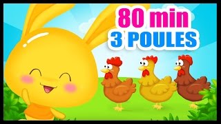 Quand trois poules vont aux champs  80 min de comptines pour les petits [upl. by Klina]