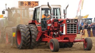 Tractor Pulling  International 1086 with an 800hp V16 Detroit Scraper Motor doing a Full Pull [upl. by Nepil]