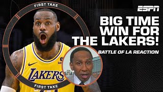 BIG TIME WIN FOR LAKERS  Stephen A reacts to the Battle of LA matchup  First Take [upl. by Ttocs]