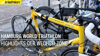 Zwischen AeroBike und Keksen auf dem Oberrohr Die Wechselzone beim Hamburg World Triathlon 2024 [upl. by Ozner]