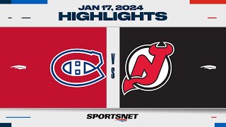 NHL Highlights  Canadiens vs Devils  January 17 2024 [upl. by Enohsal]