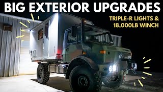 Big Exterior Upgrades TripleR Headlights amp 18000lb Winch  Unimog 4x4 Truck Camper Build 8 [upl. by Ekrub106]