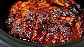 Super Easy Slow Cooker Ribs  Fall Off The Bone BBQ Ribs Recipe [upl. by Agni]