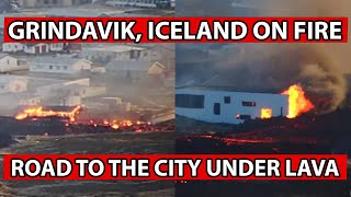 Grindavik Iceland on Fire as Lava Destroys Houses Roads and Water Supply eruption [upl. by Ferdie391]