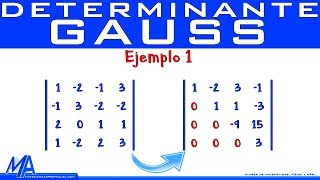 Determinante de una matriz 4x4 método de Gauss  Ejemplo 1 [upl. by Ketti424]