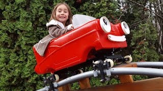 Initial run of the Red Racer backyard roller coaster cart on the little rocket track [upl. by Chiarra540]