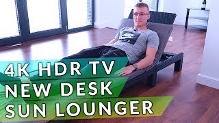 Sun Lounger Unboxing 4K HDR TV amp New Desk  Moving Vlog 4 [upl. by Marcelline102]