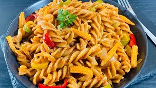 10 minutes Dinner WholeWheatPlant BasedFusilli Pasta with Veggies amp No Cheese Recipe Brown Pasta [upl. by Adnuhsat]