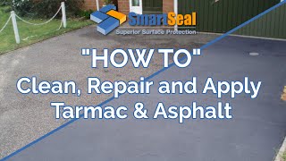 How to clean repair and apply Tarmac coating to driveways and car parks [upl. by Elleda]