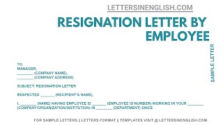 Resignation Letter by Employee  Resignation Letter Company Employee  Letters in English [upl. by Shirberg]