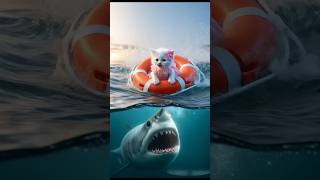 Kitten Overboard  🐱🚨 DAD CAT VS SHARK 🦈💥 catshorts cat [upl. by Airtemed]