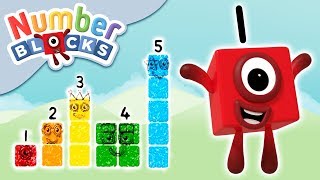 Numberblocks  Stampolines  Learn to Count [upl. by Yralih]