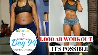 1000 Abs Workout  Day 94  100 Days To Beach Bod Challenge [upl. by Llerrac]