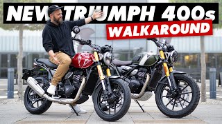 New Triumph Speed 400 amp Scrambler 400X Full Walkaround [upl. by Atoiganap]