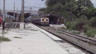 Slowest Humsafar overtaking Fastest EMU at Kelve Road [upl. by Asatan]