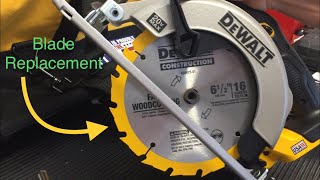 DeWalt Circular Saw Blade Installation Removal Replacement Shown on Cordless DCS393 [upl. by Ayahsey]