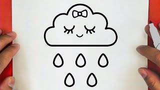 كيف ترسم سحابة ممطرة كيوت خطوة بخطوة  رسم سهل  تعليم الرسم للمبتدئين  Cute Rainy Cloud Drawing [upl. by Llenrap]