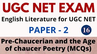 English Literature  PreChaucerian and The Age of Chaucer Poetry MCQ for UGC NET Part  1 [upl. by Thanos450]