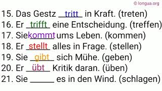 Nomen und Verben Präsens NomenVerbVerbindungen stehen begehen fassen treten treffen kommen [upl. by Bushore]