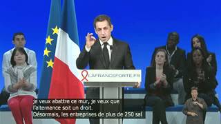 Discours de Nicolas Sarkozy  rassemblement des jeunes pour la France forte [upl. by Lienet960]