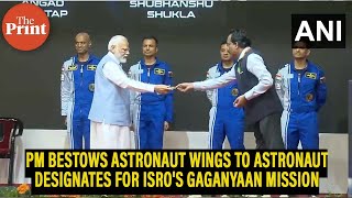 PM Modi bestows astronaut wings to the astronaut designates for ISROs Gaganyaan Mission [upl. by Ahsenyt]