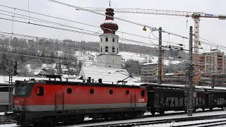 FELDKIRCH Bahnhof❄ EC163 Transalpin m 2 roten Taurus Güterzug m 2 grünen Taurus BR1144 Talent1 [upl. by Oiramd8]