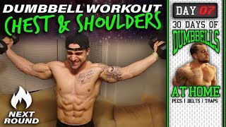 Home Dumbbell ChestShoulder Workout  30 Days to Build Pecs Delts amp Trap Muscles  Dumbbells Only [upl. by Kania]