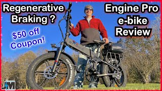 ENGWE ENGINE PRO Fat tire Folding EBike Review with 50 couponDoes the Regen feature really work [upl. by Llain]