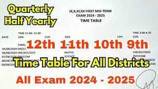 12th 11th 10th Std  All Exam Date amp Time Table Announced Official  MidtermQuarterlyHalf Yearly [upl. by Airotcivairam]