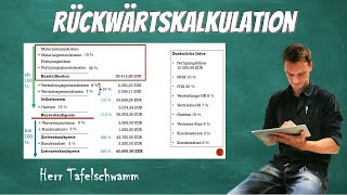 Rückwärtskalkulation  Einfach erklärt  Beispiel mit Kundenskonto Vertreterprovision Kundenrabatt [upl. by Lari730]