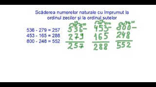 Scaderea numerelor cu imprumut la ordinul zecilor si ordinul sutelor [upl. by Oria]