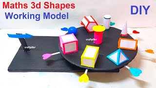 maths 3d shapes working model  tlm  geometry project with faces  edges and vertex [upl. by Osbourne481]