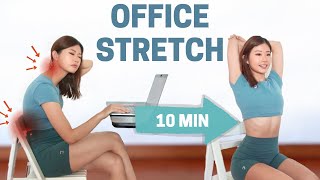 Slouching Too Much 10 min Full Body Office Stretch Relieve Neck amp Back Pain Swollen Legs [upl. by Eenahs430]