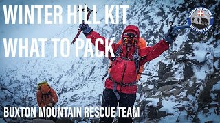 What kit to carry in WINTER  Hiking in the mountains  Buxton Mountain Rescue team [upl. by Aicsila772]