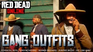 Gang Outfits Red Dead Online ODriscolls Del Lobos Murfree Brood Lemoyne Raiders [upl. by Grannia]