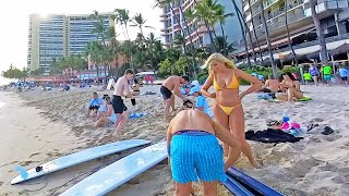 Walking on WAIKIKI BEACH on a Sunny Afternoon 🏖 HAWAII PEOPLE ☀️waikiki travelvlog walkingtour [upl. by Aivlis34]