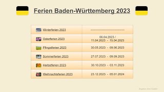 Ferien Baden Württemberg 2023 [upl. by Eirot649]