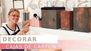 Cómo decorar CAJAS de CARTÓN  Dos ideas fáciles con Decogarden [upl. by Edda]