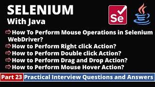 Part23Selenium with Java Tutorial  Practical Interview Questions and Answers Mouse Operations [upl. by Kahcztiy693]