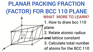 planar packing fraction factor for the body centred cubic 110 plane [upl. by Dalia579]