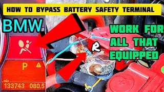 HOW TO BYPASS BATTERY SAFETY TERMINAL SENSOR WORK FOR ANY BMW THAT EQUIPPED [upl. by Attirehs]