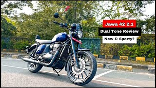 Jawa 42 21 Dual Tone Ride Review  New amp Sporty [upl. by Eidoow]