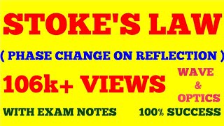 STOKES LAW  PHASE CHANGE ON REFLECTION  WAVE amp OPTICS  WITH EXAM NOTES [upl. by Hermina]