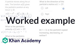 Worked example Motion problems with derivatives  AP Calculus AB  Khan Academy [upl. by Soane]