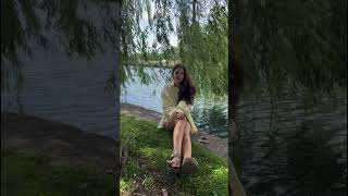 there’s something about sitting under a willow tree in the spring 💛✨🥰 willowtree pond ootd [upl. by Inamik]